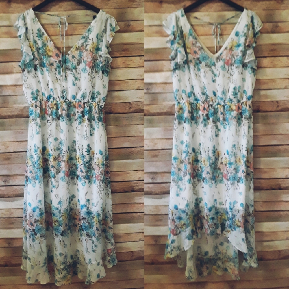 Karin Stevens, maxi, floral, ruffles, size 14